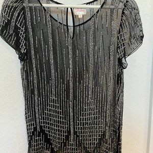 Parker black and silver beaded XS top